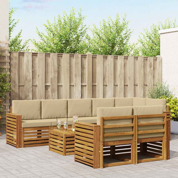 vidaXL &Sigma;&epsilon;&tau; &Kappa;&alpha;&nu;&alpha;&pi;έ 9 pcs &Phi;&upsilon;&sigma;&iota;&kappa;ό &kappa;&alpha;&iota; &Mu;&pi;&epsilon;&zeta; &Sigma;&tau;&epsilon;&rho;&epsilon;ό &Xi;ύ&lambda;&omicron; &Alpha;&kappa;&alpha;&kappa;ί&alpha;&sigmaf;