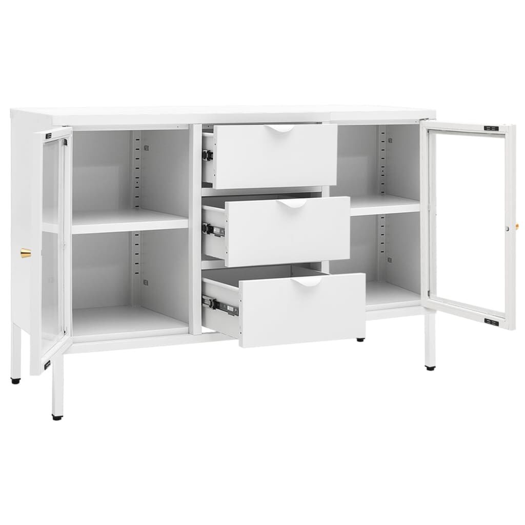 vidaXL Μπουφές Λευκός 105 x 35 x 70 εκ. από Ατσάλι και Ψημένο Γυαλί