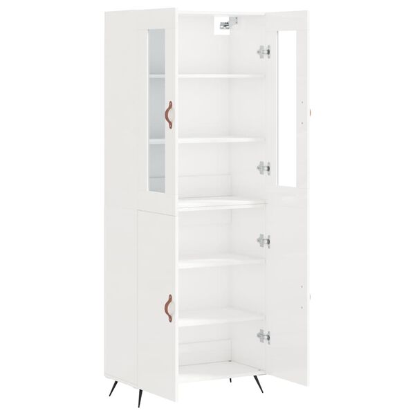 vidaXL Ντουλάπι Γυαλιστερό Λευκό 69,5x34x180 εκ. Επεξεργασμένο Ξύλο
