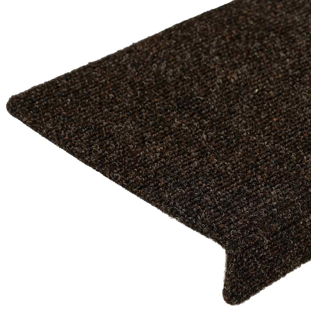 vidaXL Πατάκια Σκαλιών Αυτοκόλλητα 15 τεμ. 65x21x4 εκ. Σκούρο Καφέ Ορθογώνια Άκρη