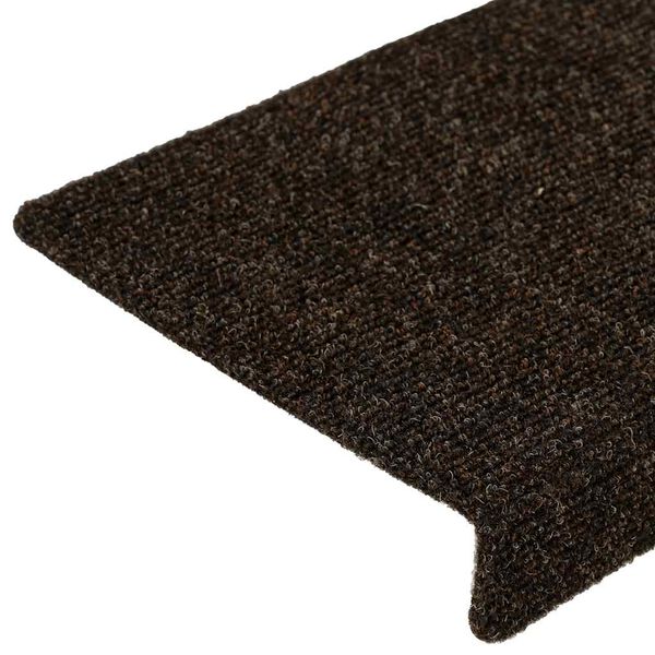 vidaXL Πατάκια Σκαλιών Αυτοκόλλητα 15 τεμ. 65x21x4 εκ. Σκούρο Καφέ Ορθογώνια Άκρη