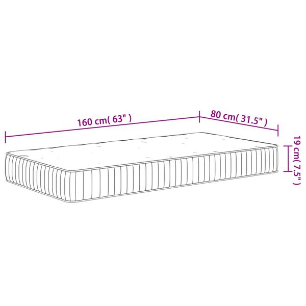 vidaXL Στρώμα με Pocket Springs για Παιδιά Μεσαία Σκληρότητα 80x160εκ.