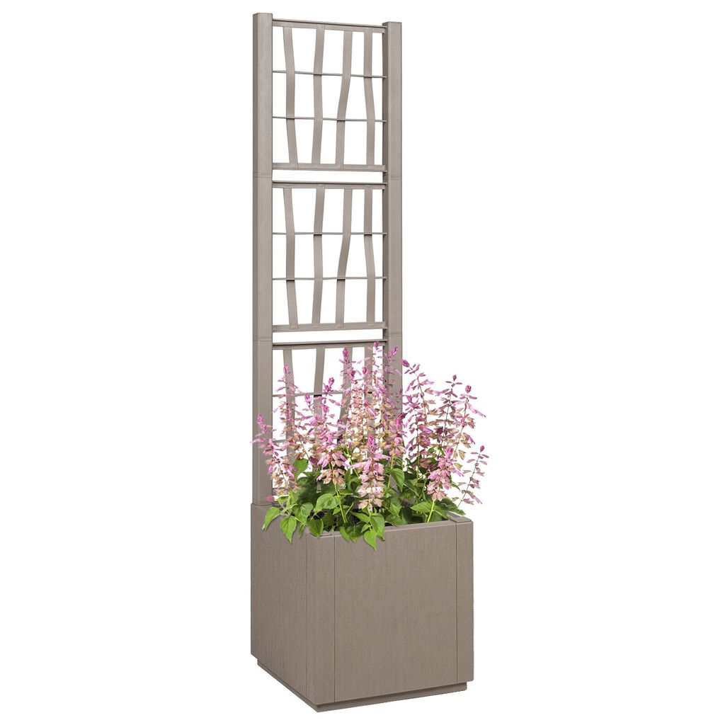 vidaXL Γλάστρα για Κήπο με Πλέγμα Ανοιχτό Καφέ 36x36x140 εκ PP
