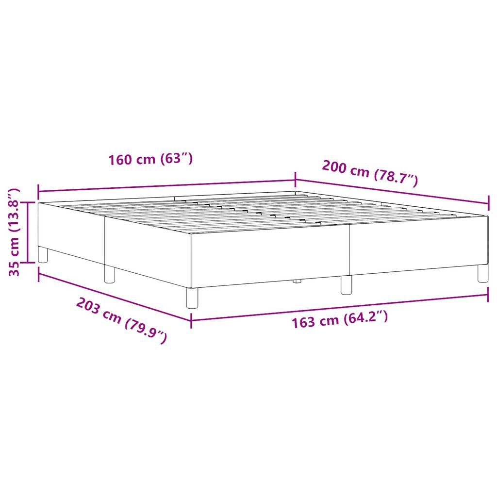 vidaXL Κρεβάτι Σκελετός Σκούρο Γκρι 160x200 εκ από Καπιτονέ Ύφασμα