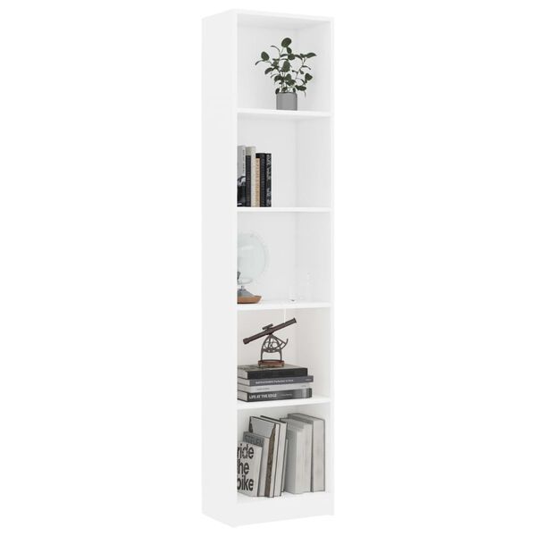 vidaXL Βιβλιοθήκη με 5 Ράφια Λευκή 40 x 24 x 175 εκ. από Επεξ. Ξύλο
