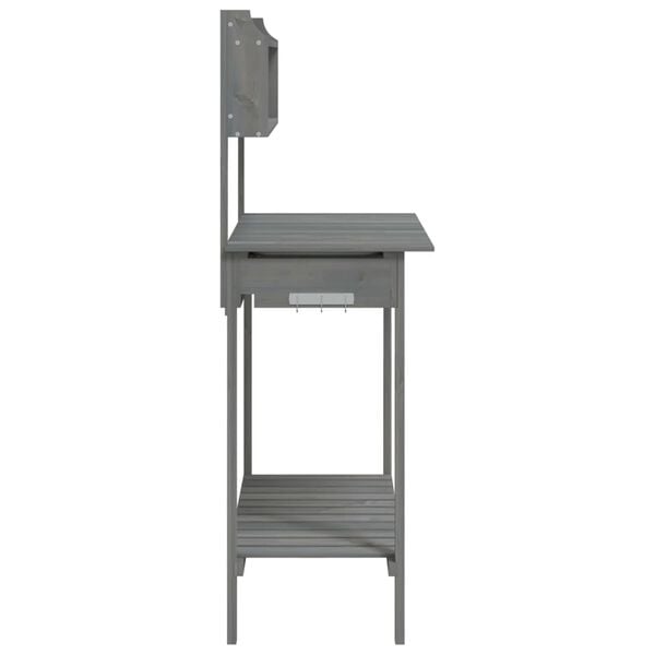 vidaXL Τραπέζι για Γλάστρες+Νεροχύτη Γκρι 147,5x44x139,5εκ Μασίφ Ελάτη