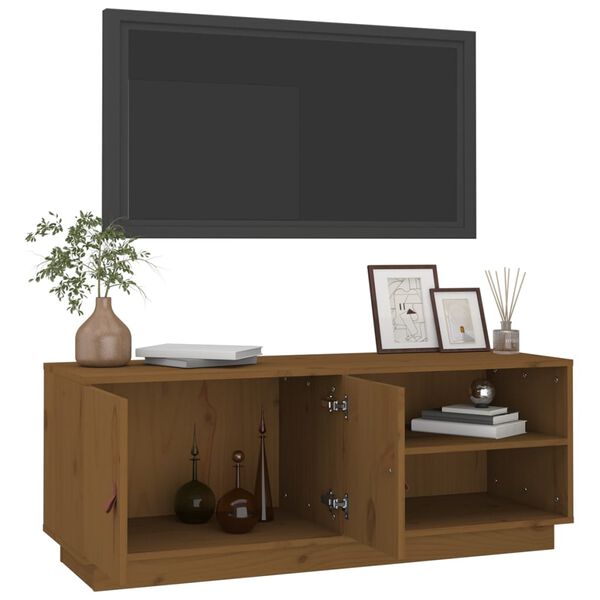 vidaXL Έπιπλο Τηλεόρασης Καφέ Μελί 105x34x40 εκ. από Μασίφ Ξύλο Πεύκου