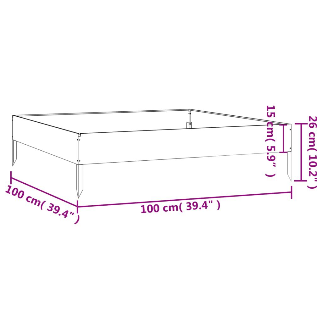 vidaXL Ζαρντινιέρα 100 x 100 x 26 εκ. από Ατσάλι Σκληρυθέν στον Αέρα