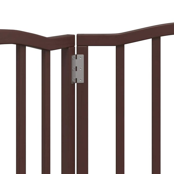 vidaXL Πύλη σκύλου πτυσσόμενη 3 πάνελ καφέ δρυς 150 cm ξύλο λεύκας