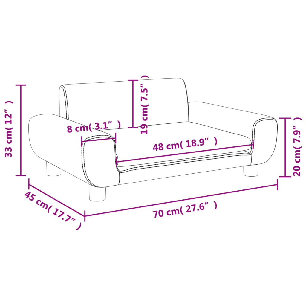 vidaXL Καναπές Παιδικός Σκούρο Γκρι 70 x 45 x 33 εκ. από Βελούδο
