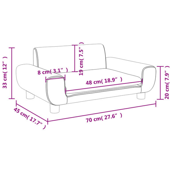 vidaXL Καναπές Παιδικός Σκούρο Γκρι 70 x 45 x 33 εκ. από Βελούδο