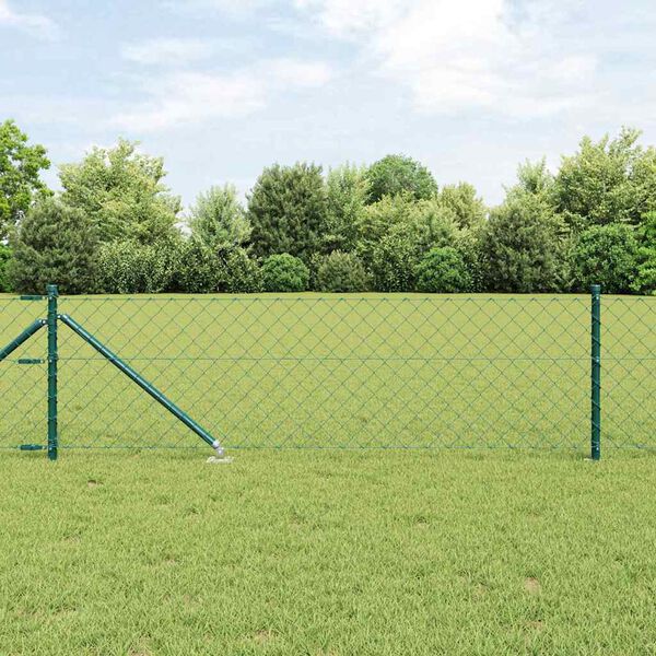 vidaXL Φράχτης από αλυσίδα με στήλες Πράσινο 0.8 x 25 m Ατσάλι