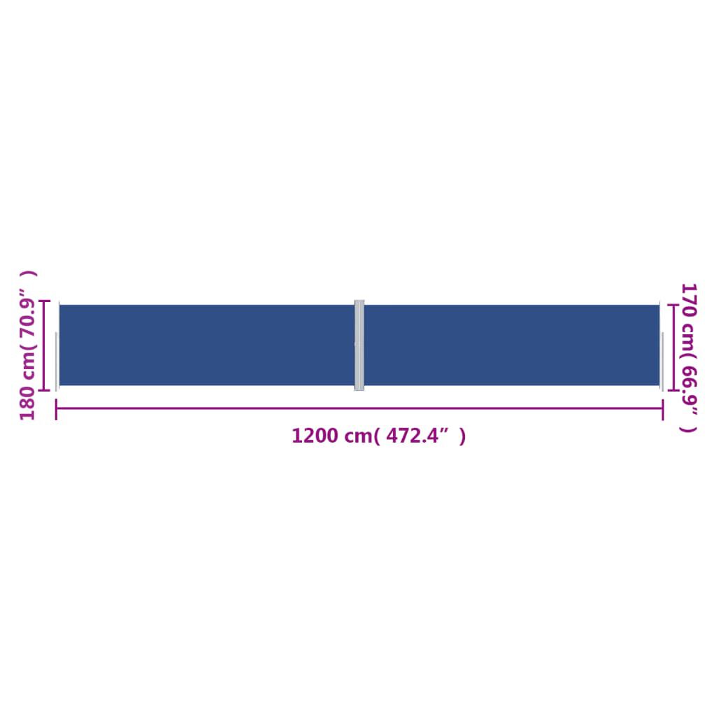 vidaXL Σκίαστρο Πλαϊνό Συρόμενο Μπλε 180 x 1200 εκ.