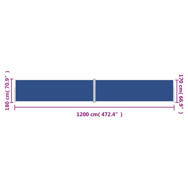 vidaXL Σκίαστρο Πλαϊνό Συρόμενο Μπλε 180 x 1200 εκ.