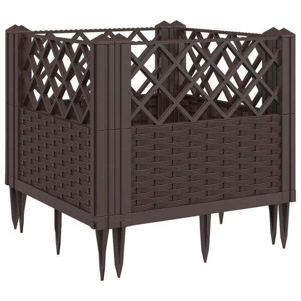 vidaXL Ζαρντινιέρα με Πασσάλους Καφέ 43,5x43,5x43,5 εκ. Πολυπροπυλένιο