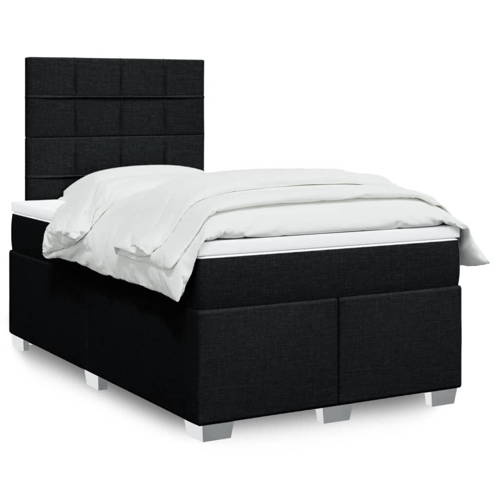 vidaXL Κρεβάτι Boxspring με Στρώμα Μαύρο 120x190 εκ. Υφασμάτινο