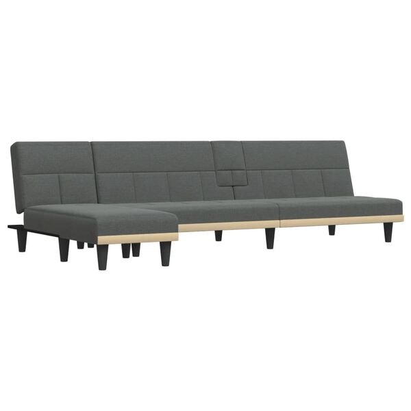 vidaXL Καναπές Κρεβάτι Γωνιακός Σκούρο Γκρι 255x140x70 εκ. Υφασμάτινος