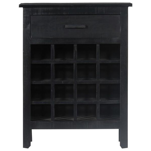 vidaXL Ραφιέρα / Σταντ Κρασιών Μαύρη 56x35x75 εκ. Μασίφ Ξύλο Μάνγκο