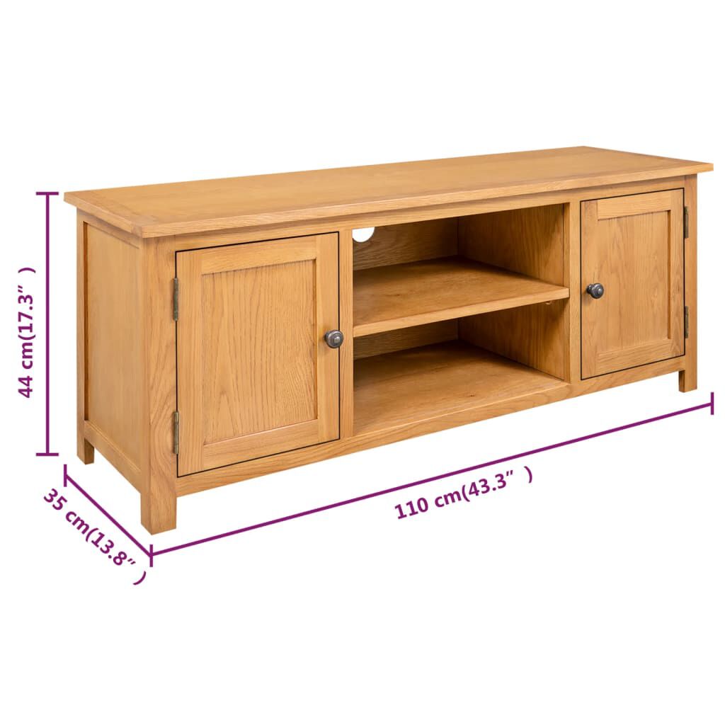 vidaXL Έπιπλο Τηλεόρασης 110 x 35 x 44 εκ. από Μασίφ Ξύλο Δρυός