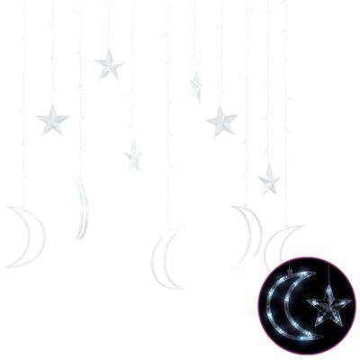 vidaXL Λαμπάκια σε Σχήμα Αστέρι & Φεγγάρι Ψυχρό Λευκό Χειριστ. 138 LED