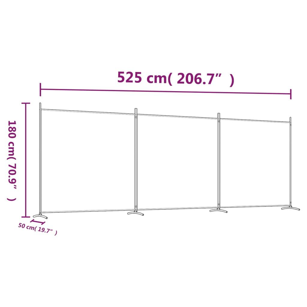 vidaXL Διαχωριστικό Δωματίου με 3 Πάνελ Καφέ 525 x 180 εκ. από Ύφασμα