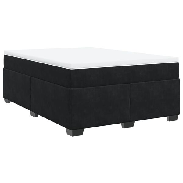 vidaXL Κρεβάτι Boxspring με Στρώμα Μαύρο 140x190 εκ. Βελούδινο