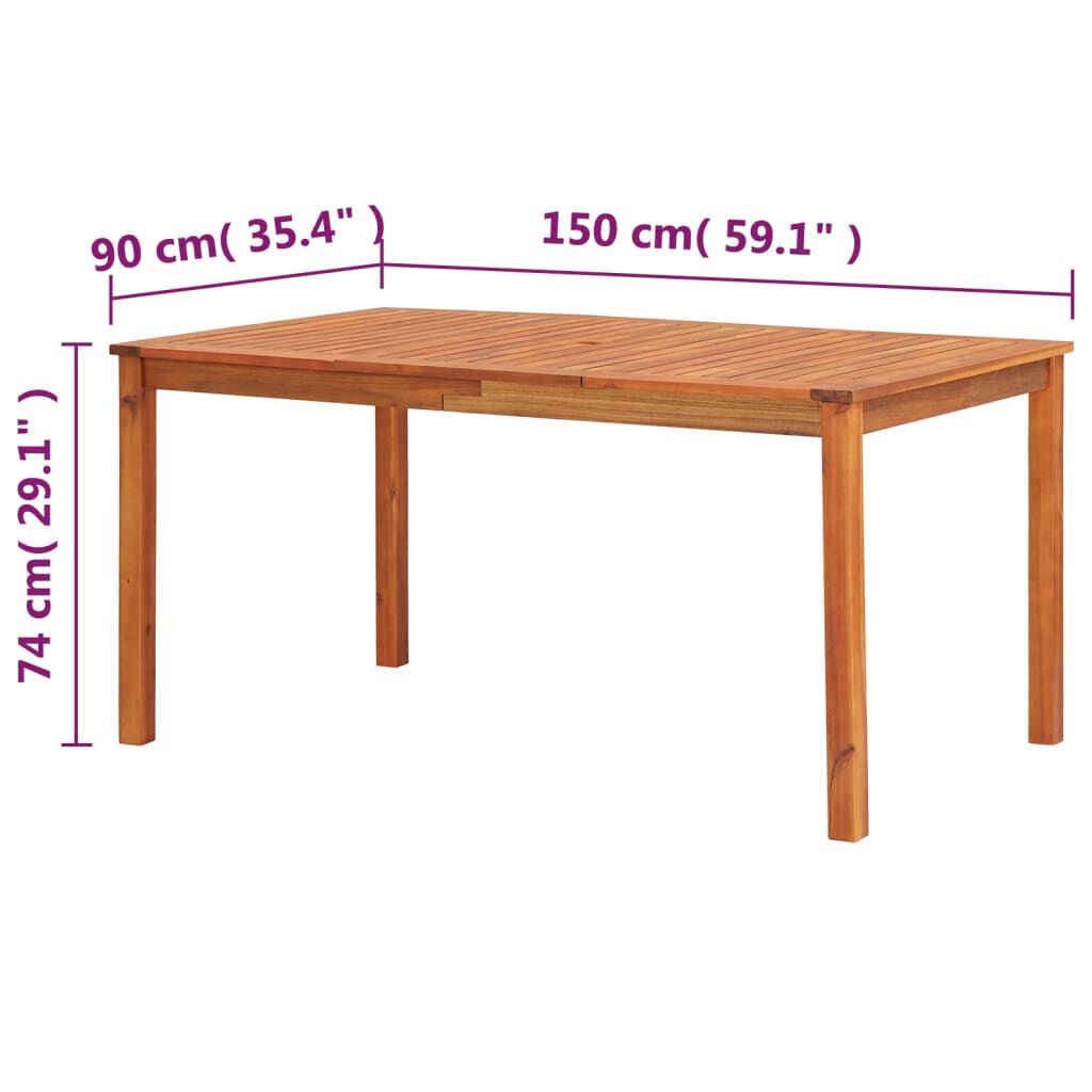 vidaXL Τραπέζι Κήπου 150 x 90 x 74 εκ. από Μασίφ Ξύλο Ακακίας