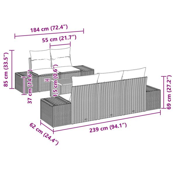vidaXL Σετ Καναπέ Κήπου 6 pcs μπεζ και ανοιχτό γκρι