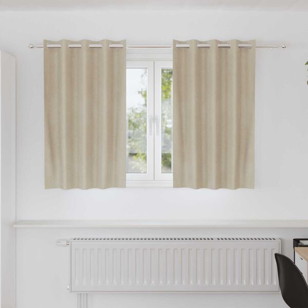 vidaXL Κουρτίνες με κουρτίνες 2 pcs Κρεμ 140 x 140 cm Βελούδο