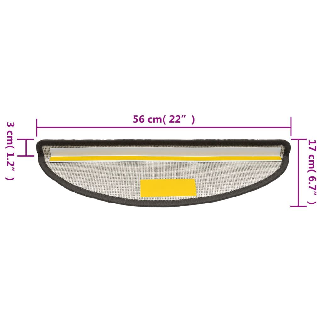 vidaXL Πατάκια Σκάλας 10 τεμ. Σκούρο Γκρι 56x17x3 εκ.