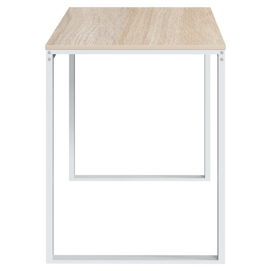 vidaXL Γραφείο Υπολογιστή Λευκό/Δρυς 110 x 60 x 73 εκ. από Μοριοσανίδα
