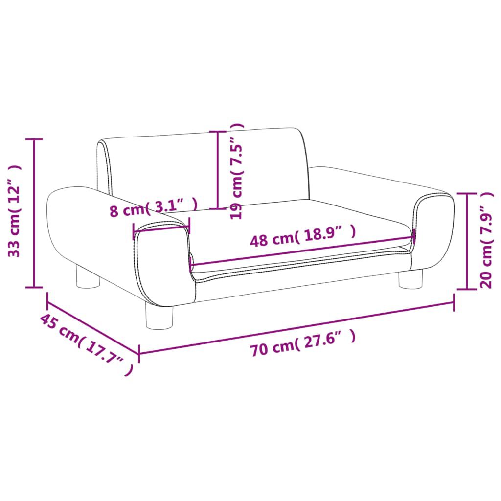 vidaXL Καναπές Παιδικός Ροζ 70 x 45 x 33 εκ. από Βελούδο