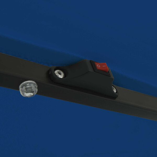 vidaXL Ομπρέλα Κήπου με LED Φώτα ø395x245 εκ Μπλε Αζουρέ