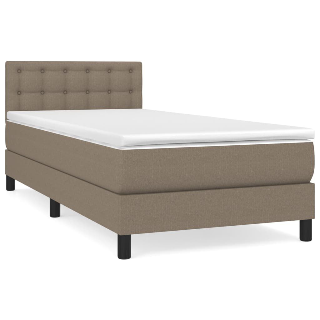 vidaXL Κρεβάτι Boxspring με Στρώμα Taupe 90x190 εκ.Υφασμάτινο