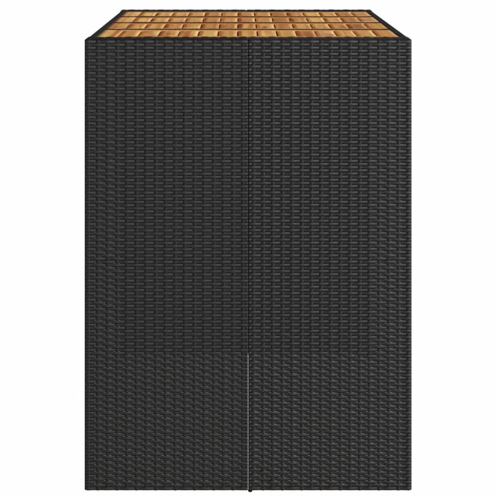 vidaXL Τραπέζι Μπαρ Κήπου Επιφ. Ακακίας Μαύρο 105x80x110εκ Συνθ. Ρατάν