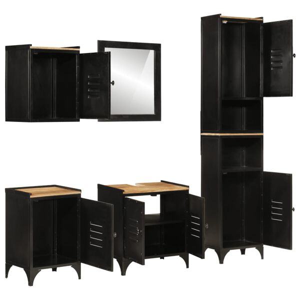 vidaXL Έ&pi;&iota;&pi;&lambda;&alpha; &Mu;&pi;ά&nu;&iota;&omicron;&upsilon; &Sigma;&epsilon;&tau; 5 &Tau;&epsilon;&mu;&alpha;&chi;ί&omega;&nu; &alpha;&pi;ό &Sigma;ί&delta;&eta;&rho;&omicron; &kappa;&alpha;&iota; &Mu;&alpha;&sigma;ί&phi; &Xi;ύ&lambda;&omicron; &Mu;ά&nu;&gamma;&kappa;&omicron;