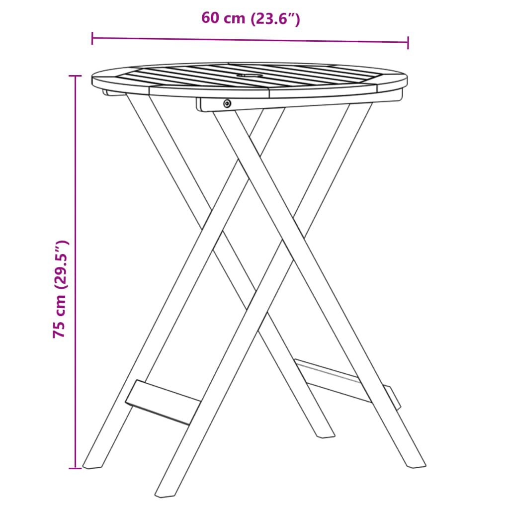 vidaXL Σετ Επίπλων Bistro 3 τεμ. Μαύρο Πολυπροπυλένιο/Μασίφ Ξύλο