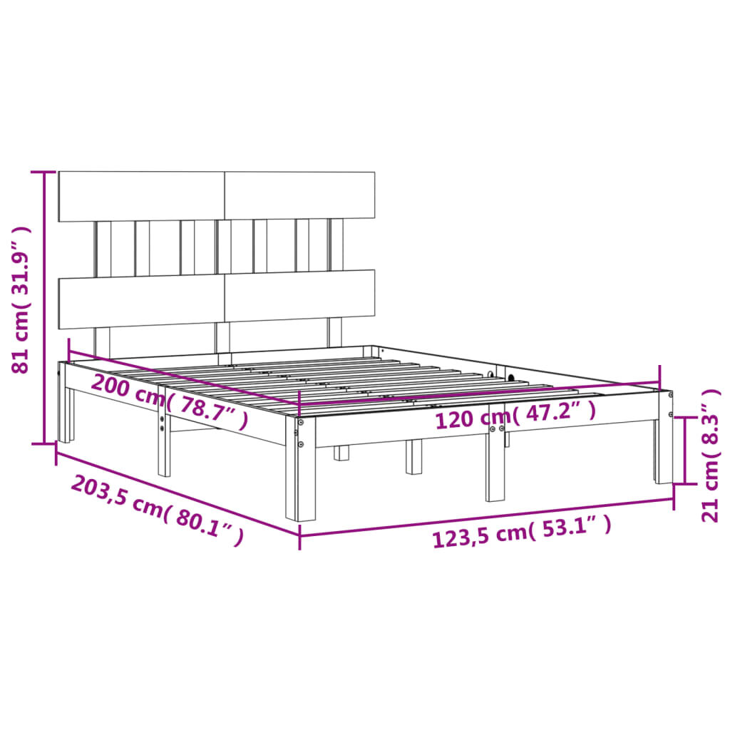 vidaXL Σκελετός Κρεβ. Χωρίς Στρώμα Λευκό 120x200 εκ Μασίφ Πεύκο