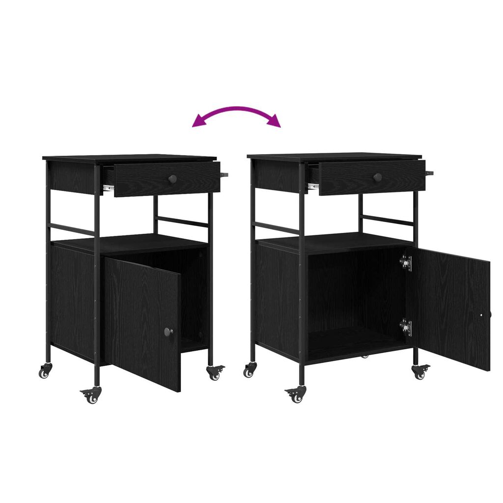 vidaXL Καλάθι Κουζίνας Μαύρης Δρυός 56x43x89.5 εκ. Κατασκευασμένο Ξύλο