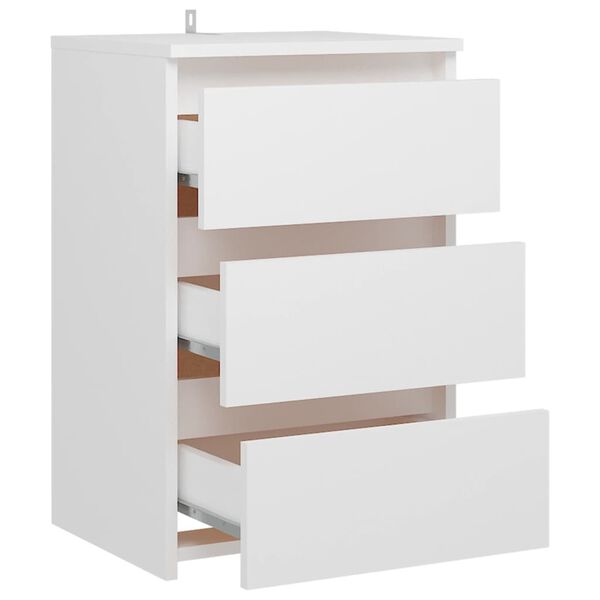 vidaXL Κομοδίνο Λευκό 40 x 35 x 62,5 εκ. από Επεξ. Ξύλο