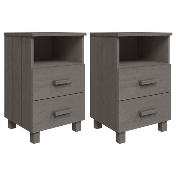 vidaXL Κομοδίνο HAMAR 2 Τεμ. Αν. Γκρι 40x35x62 εκ. Μασίφ Ξύλο Πεύκου