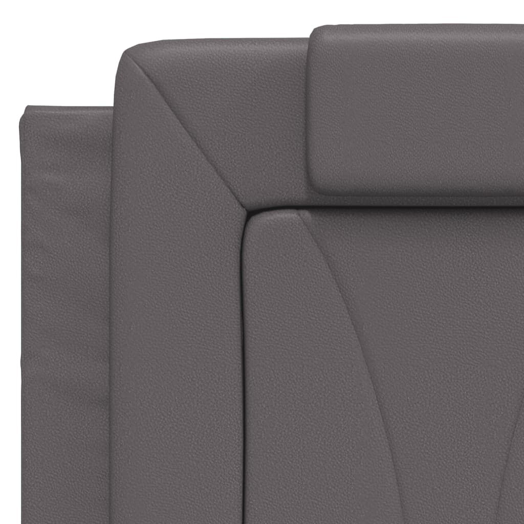 vidaXL Πλαίσιο Κρεβατιού με Κεφαλάρι Γκρι 140x190εκ. Συνθετικό Δέρμα