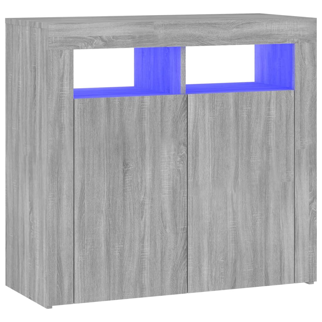 vidaXL Μπουφές με LED Γκρι Sonoma 80x35x75 εκ.