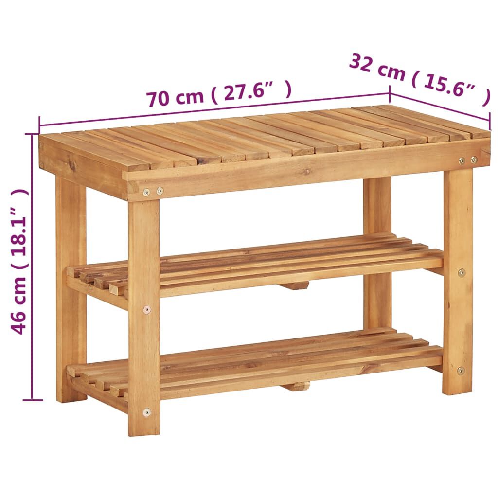 vidaXL Παπουτσοθήκη 70 x 32 x 46 εκ. από Μασίφ Ξύλο Ακακίας