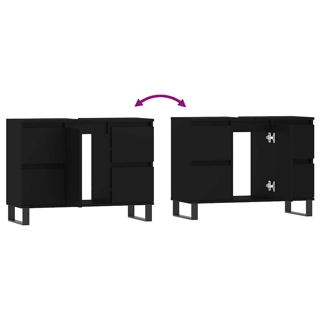 vidaXL Ντουλάπι Μπάνιου Μαύρο 80 x 33 x 60 εκ. από Επεξεργασμένο Ξύλο