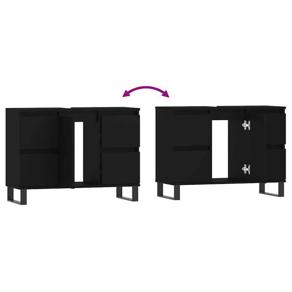 vidaXL Ντουλάπι Μπάνιου Μαύρο 80 x 33 x 60 εκ. από Επεξεργασμένο Ξύλο