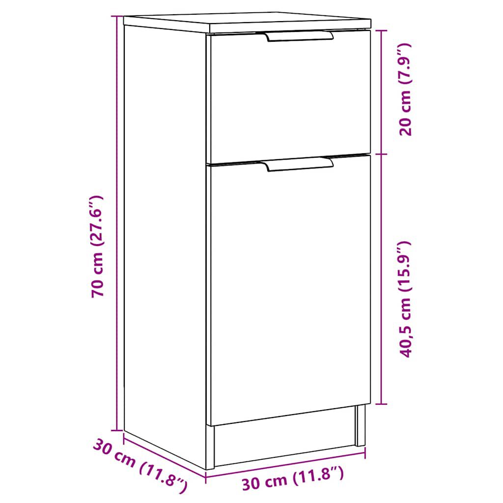 vidaXL Ντουλάπια 2 τεμ. Παλαιό ξύλο 30 x 30 x 70 εκ Επεξεργασμένο Ξύλο