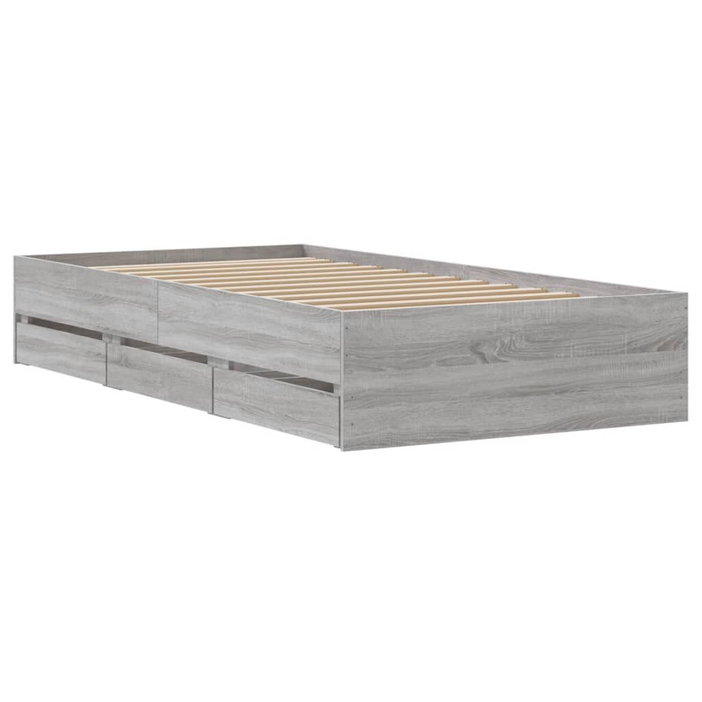 vidaXL Πλαίσιο Κρεβατιού με συρτάρια Γκρι sonoma 90x200εκ. Επεξ. Ξύλο