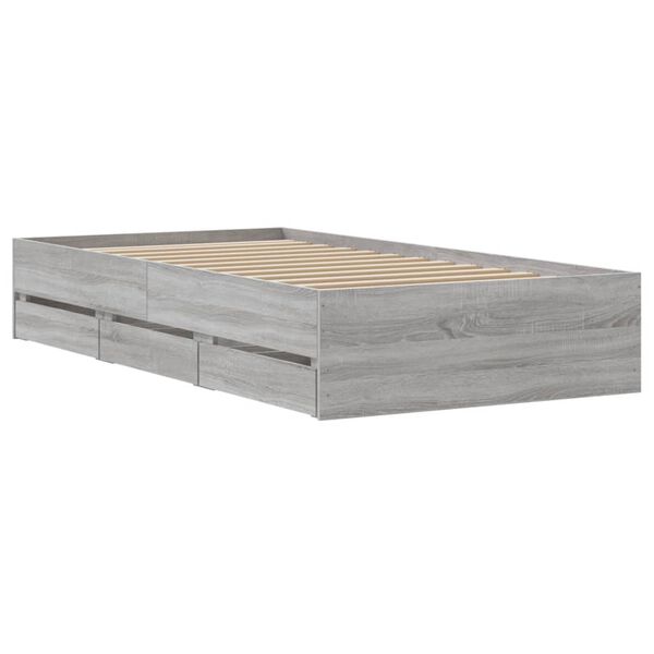 vidaXL Πλαίσιο Κρεβατιού με συρτάρια Γκρι sonoma 90x200εκ. Επεξ. Ξύλο