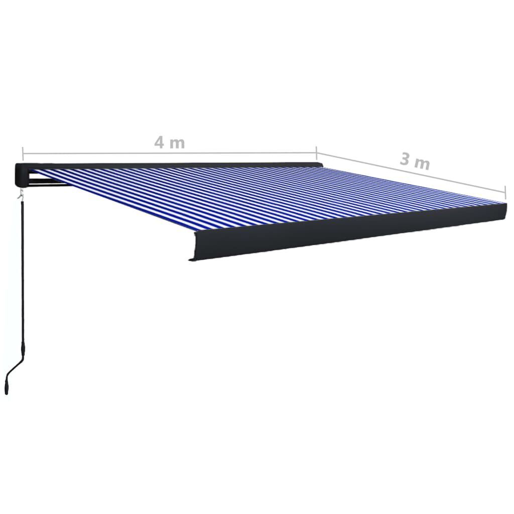 vidaXL Τέντα Κασετίνα Χειροκίνητη Μπλε / Λευκή 400 x 300 εκ.